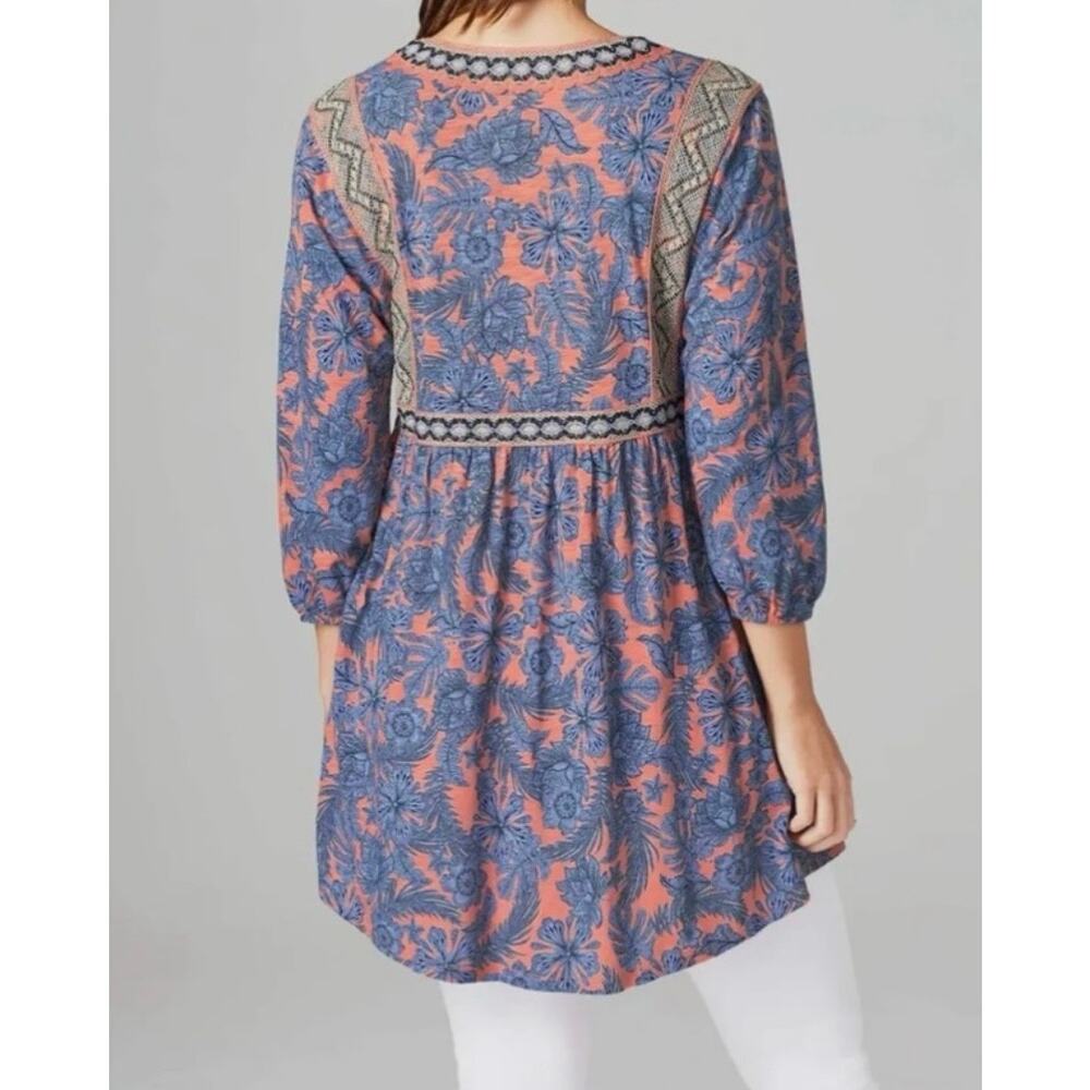 J. Jill Refresh Embroidered Floral Tunic Top Size M Cotton Boho Lace Crochet - Picture 9 of 16